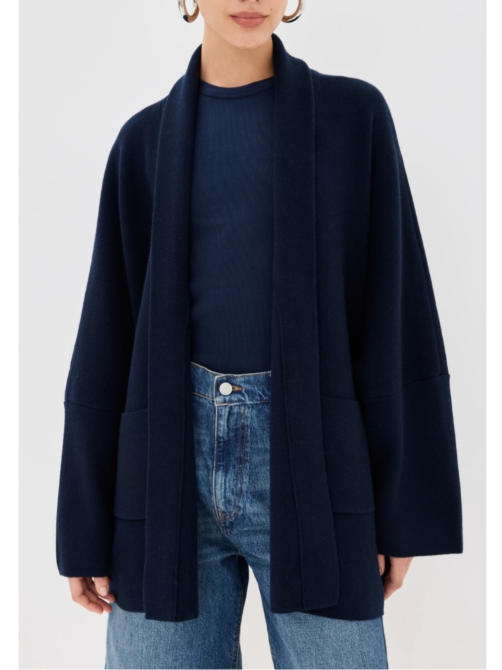 Sablyn Kaden wool cashmere blend oversized cardigan in midnight navy